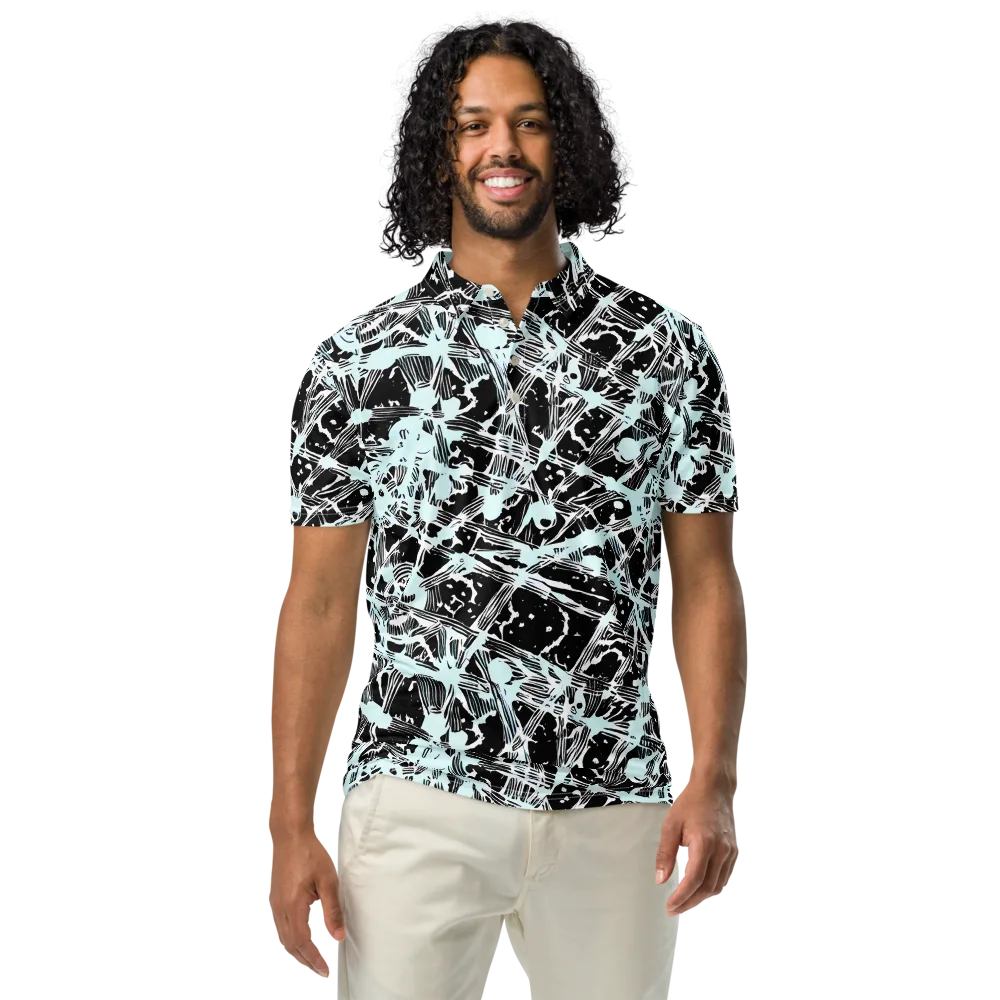 Polar Static on Men's Slim Fit Polo Shirt — Front