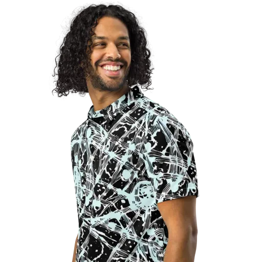 Polar Static on a Men's Slim Fit Polo Shirt