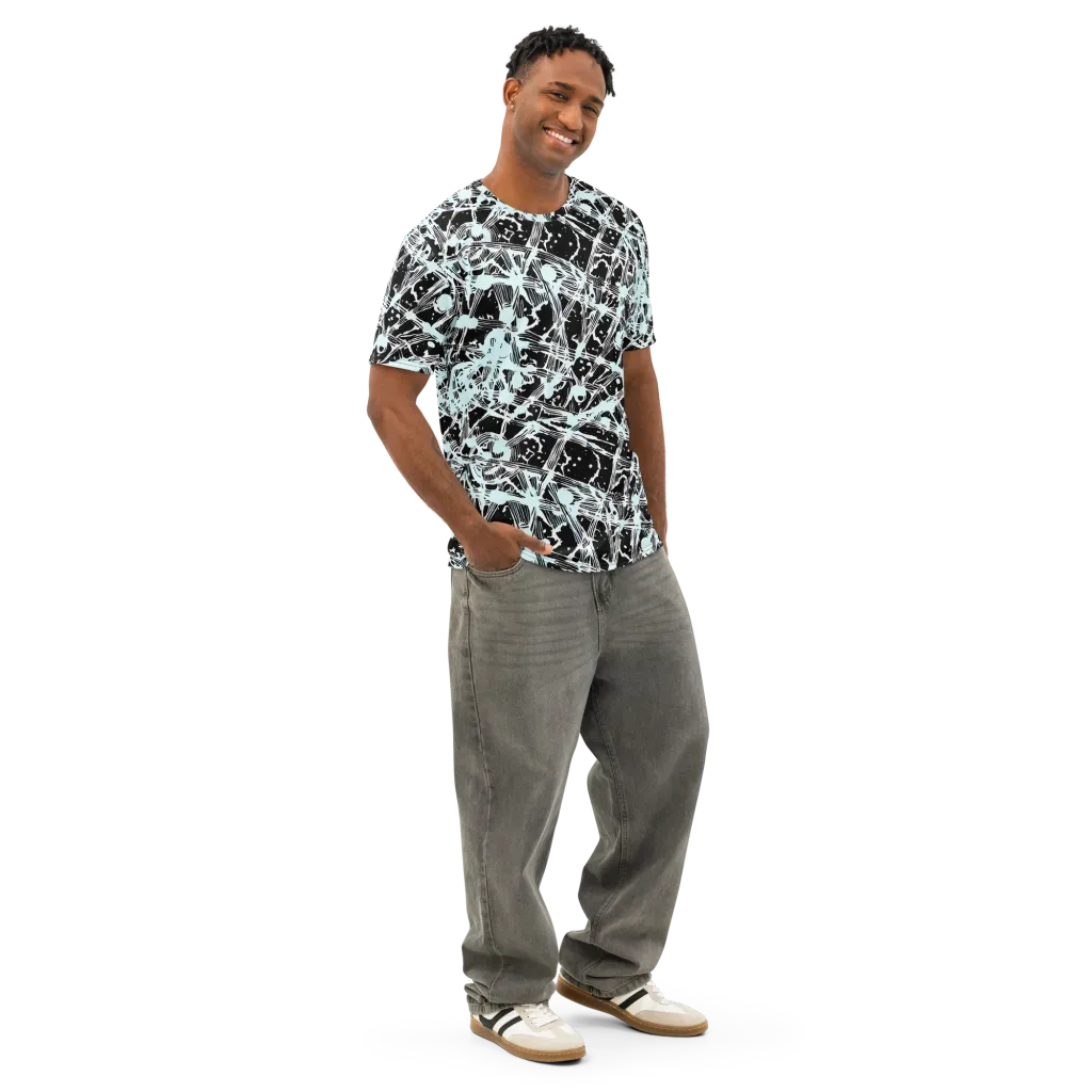 Polar Static on Men's Cotton Crew Neck T-Shirt — Right Front