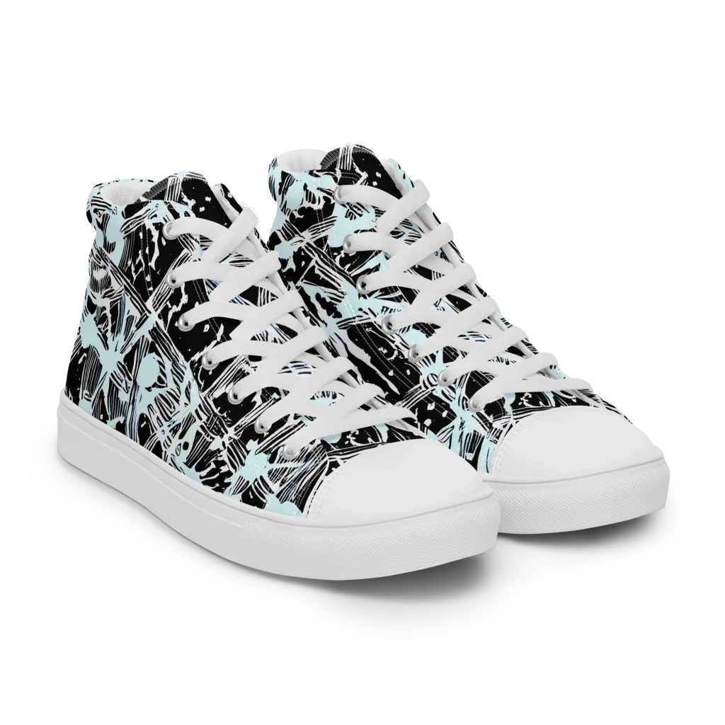Polar Static on Men's High Top Canvas Shoes — Right Front