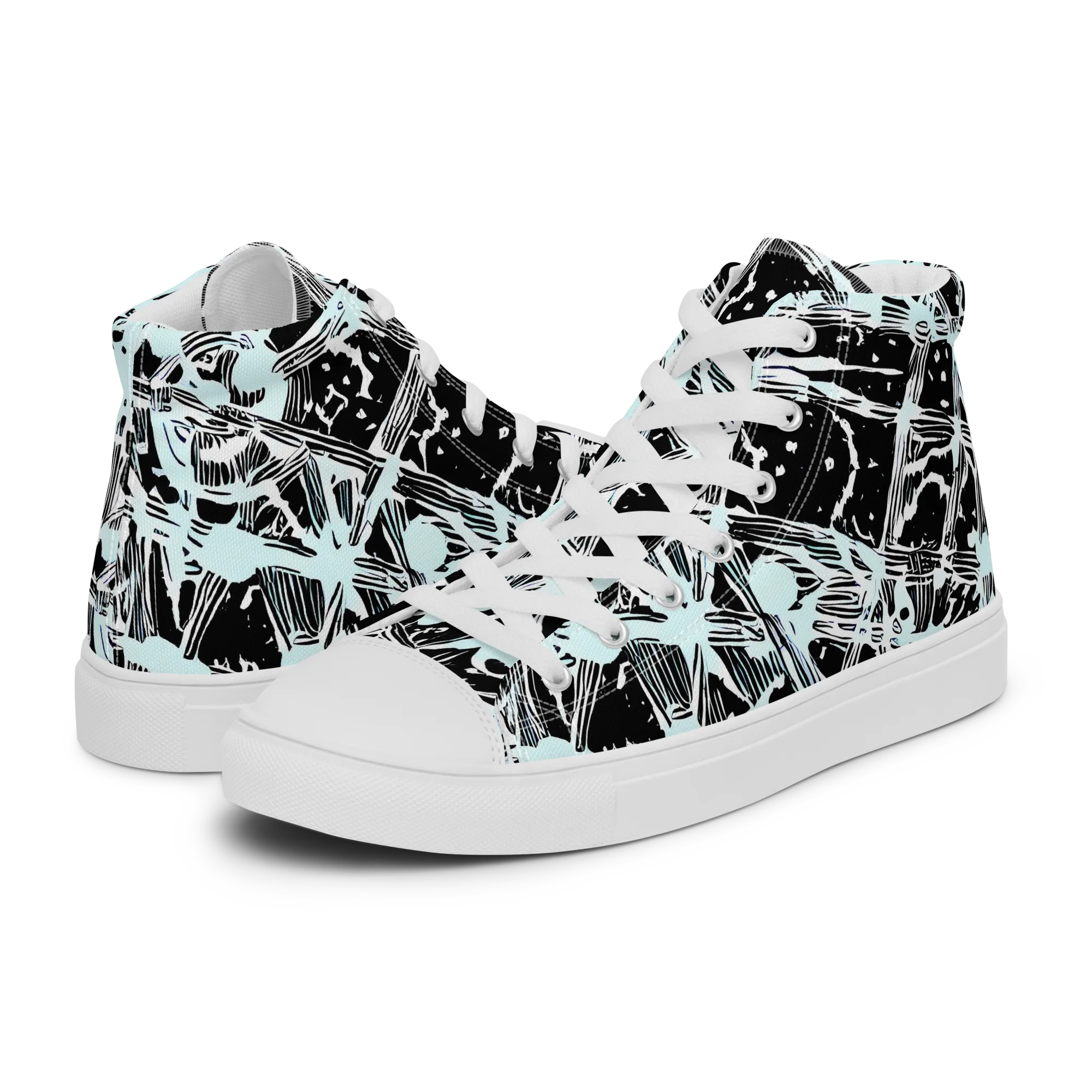 Polar Static on Men's High Top Canvas Shoes — Left