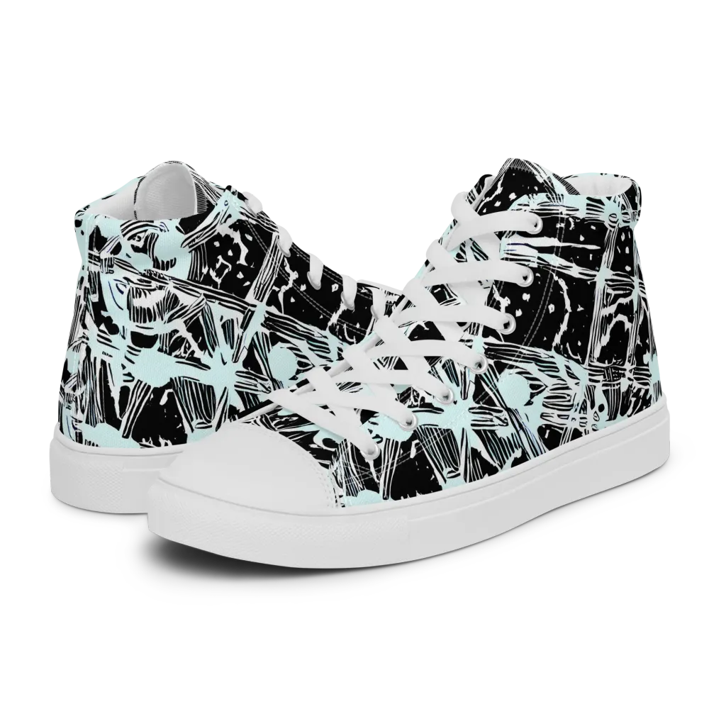 Polar Static on Men's High Top Canvas Shoes — Left