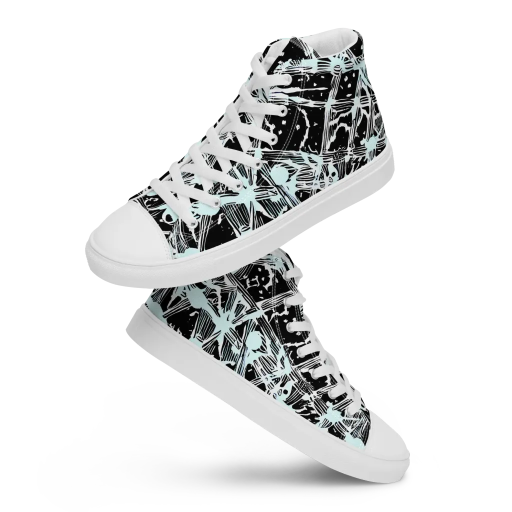 Polar Static on Men's High Top Canvas Shoes — Front