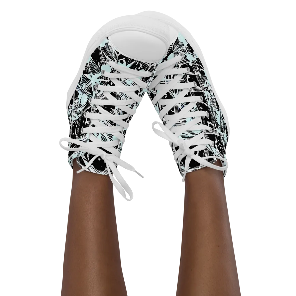 Polar Static on Women's High Top Canvas Shoes — Front