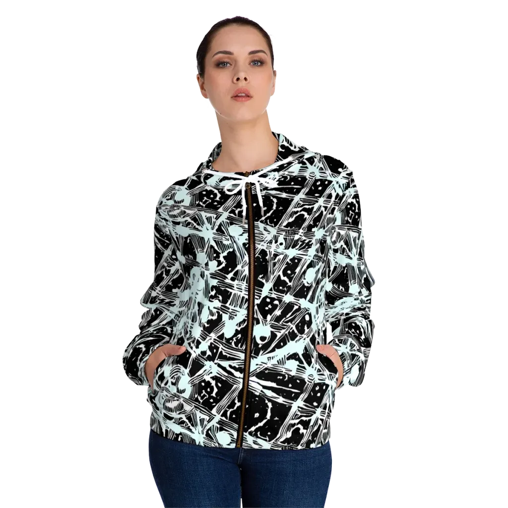 Polar Static on Women's Full-Zip Hoodie — Front On Person