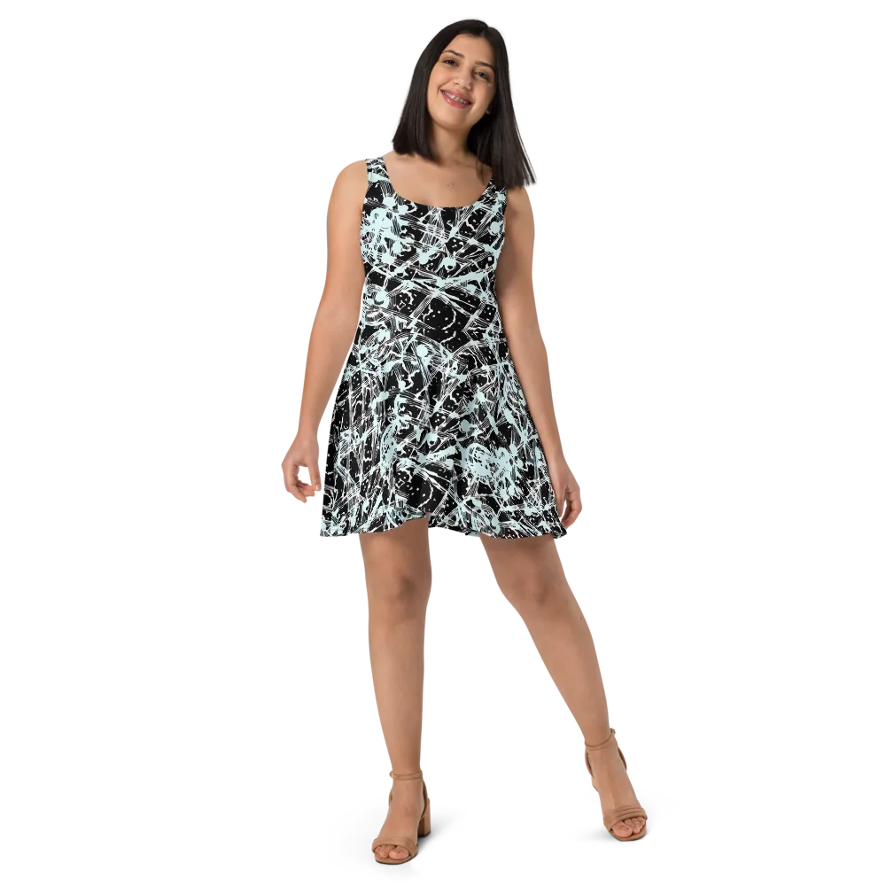 Polar Static on Skater Dress — Front