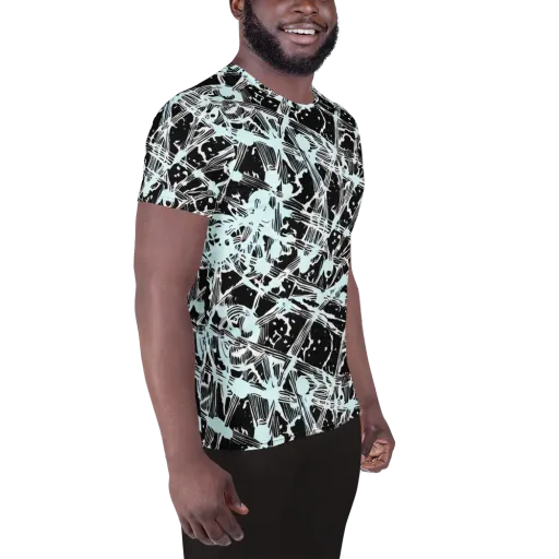 Polar Static on a Men's Athletic T-Shirt