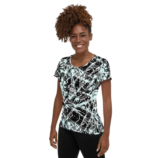 Polar Static on a Women's Athletic T-Shirt