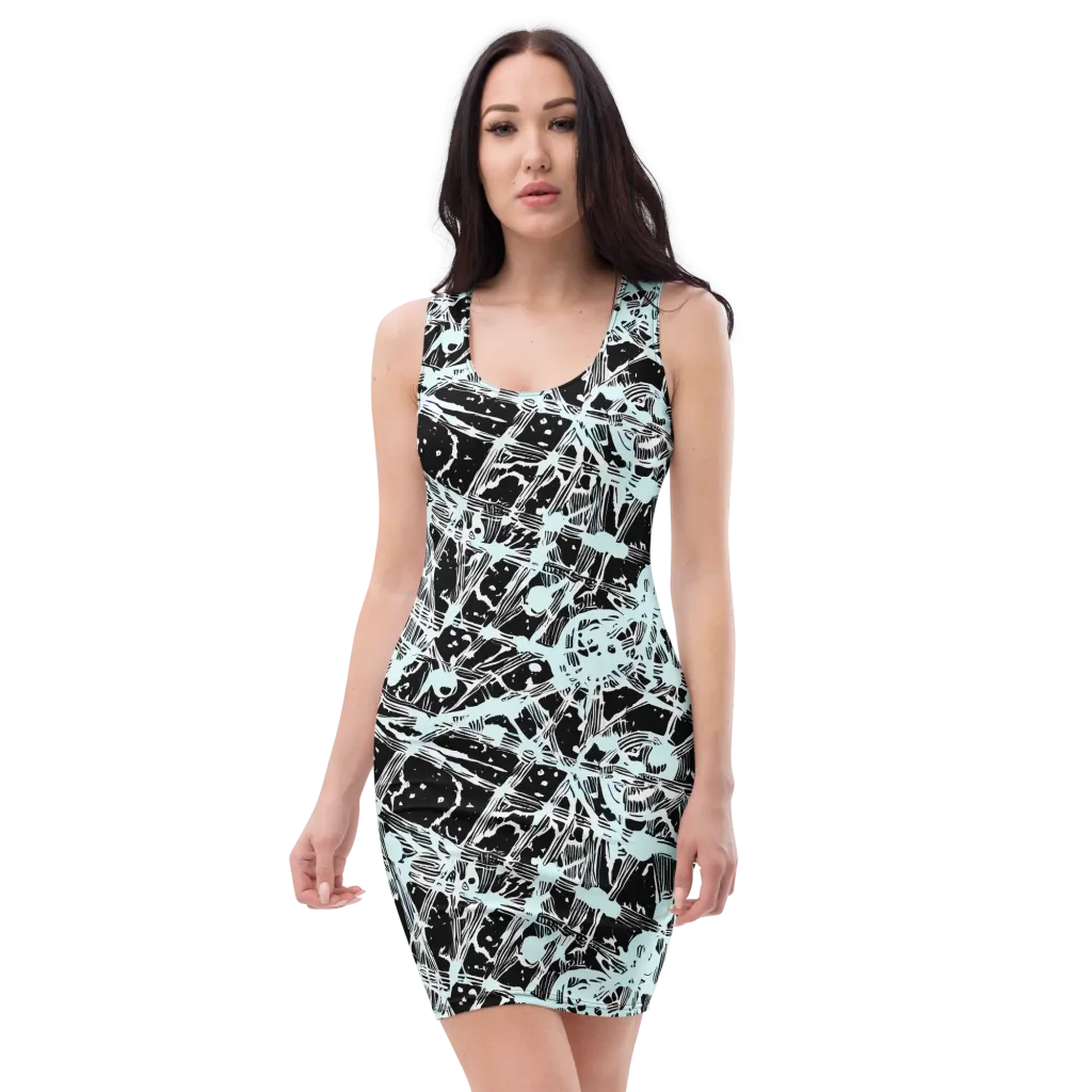Polar Static on Bodycon Dress — Front