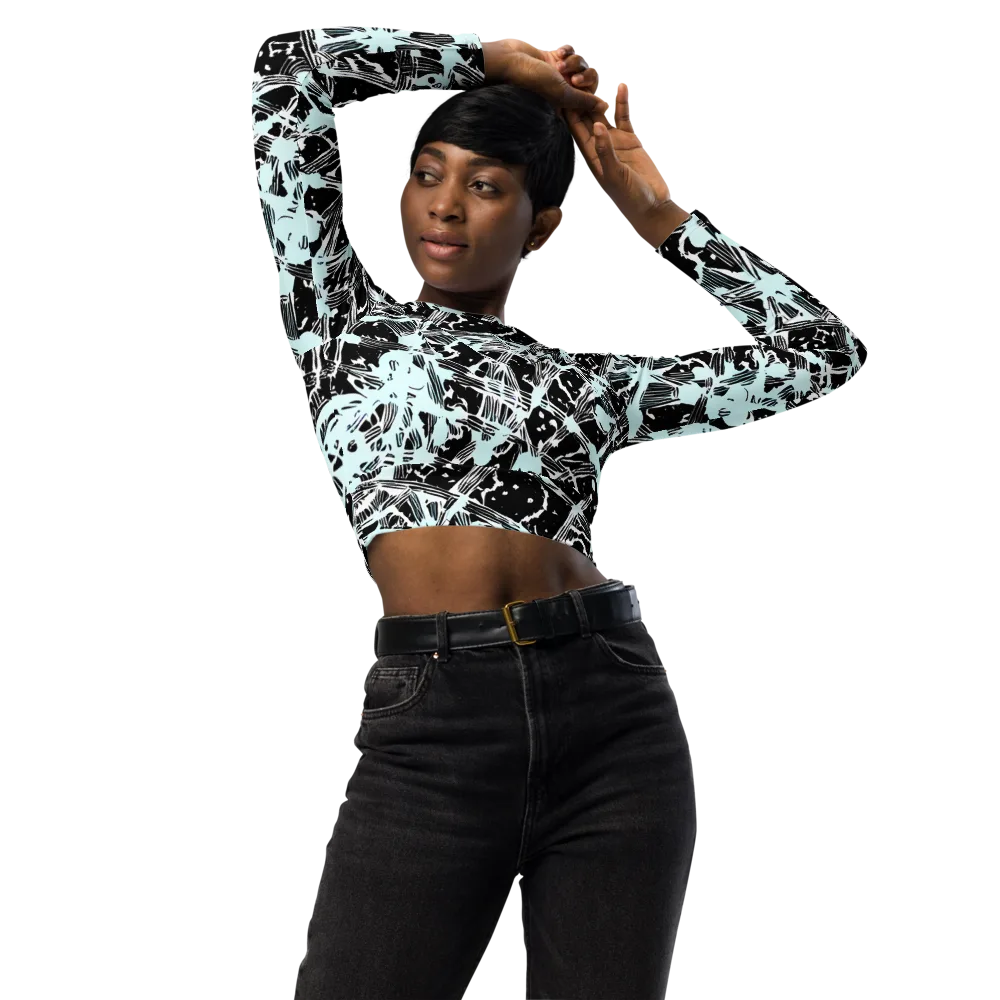 Polar Static on Long Sleeve Crop Top — Front