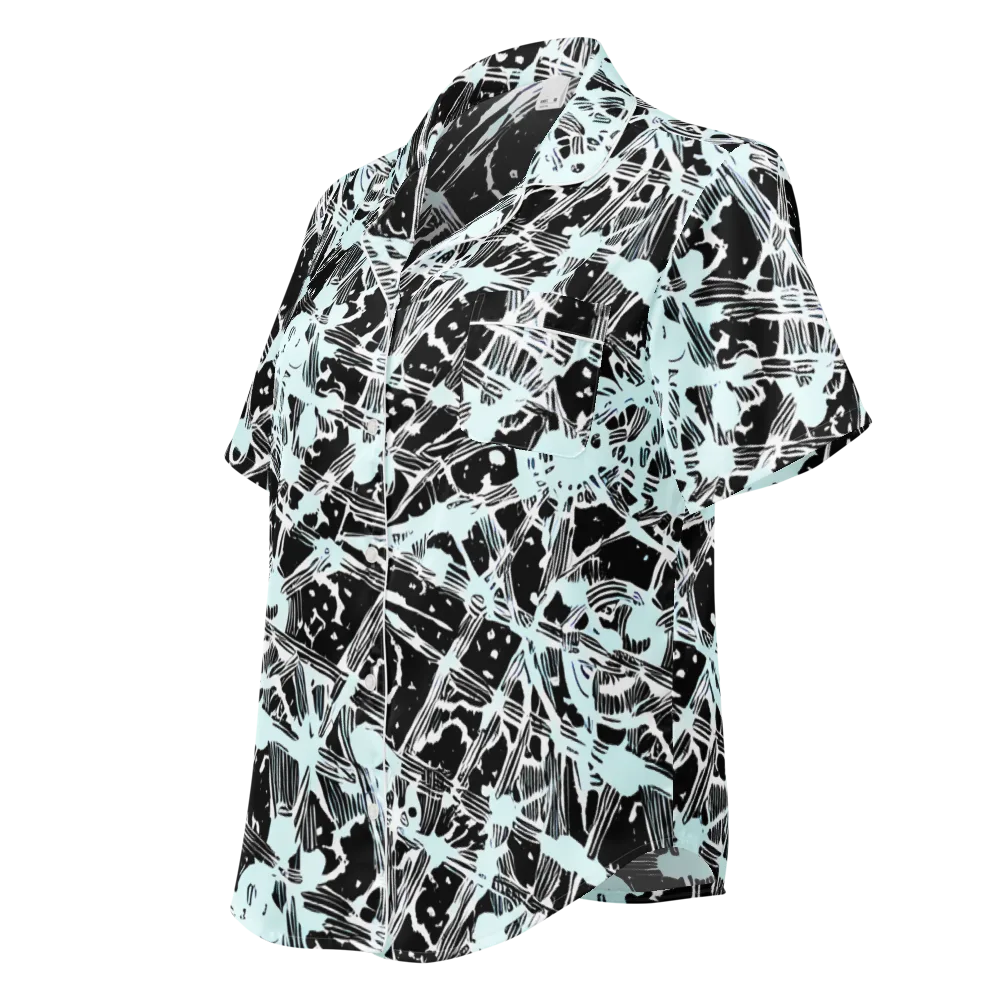 Polar Static on Women's Short Sleeve Pajama Top — Left Front