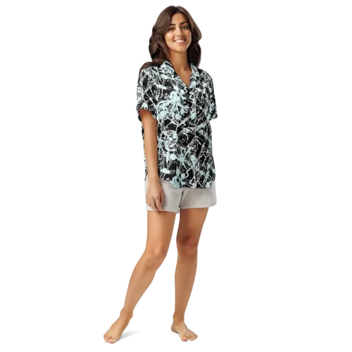 Polar Static on a Women's Short Sleeve Pajama Top