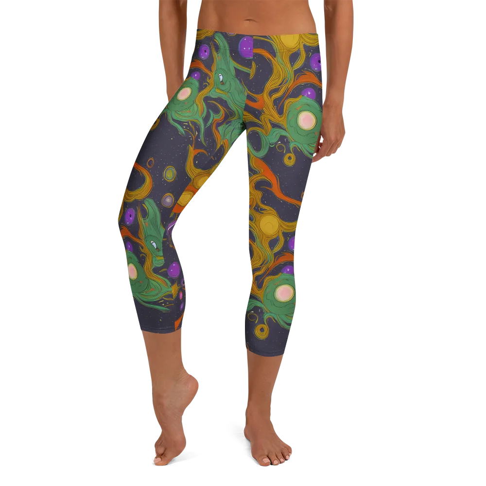 Stellar Marbling on Capri Leggings — Front