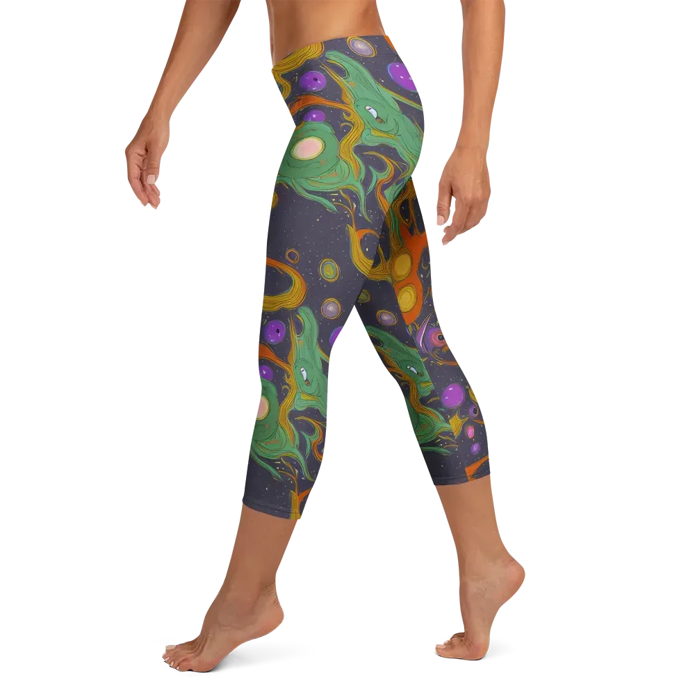 Stellar Marbling on Capri Leggings — Left