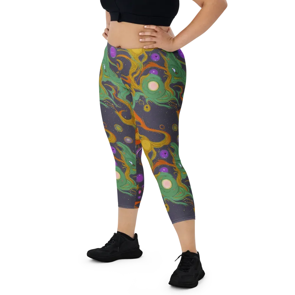 Stellar Marbling on Capri Leggings — Front