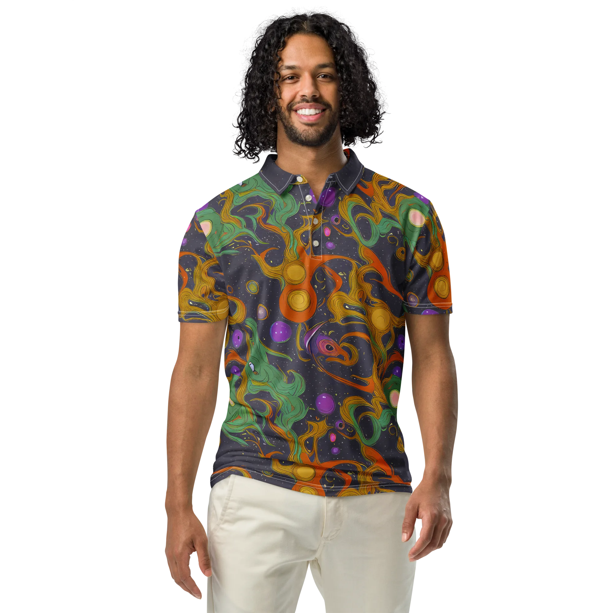 Stellar Marbling on Men's Slim Fit Polo Shirt — Front