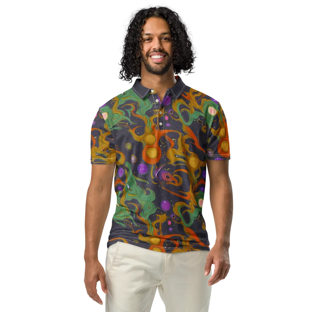 Stellar Marbling on Men's Slim Fit Polo Shirt — Front