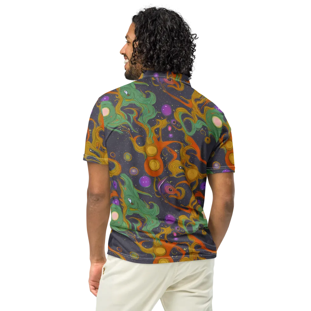 Stellar Marbling on Men's Slim Fit Polo Shirt — Back