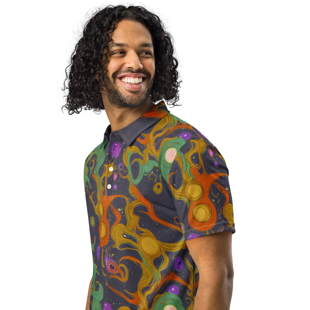 Stellar Marbling on Men's Slim Fit Polo Shirt — Left Front