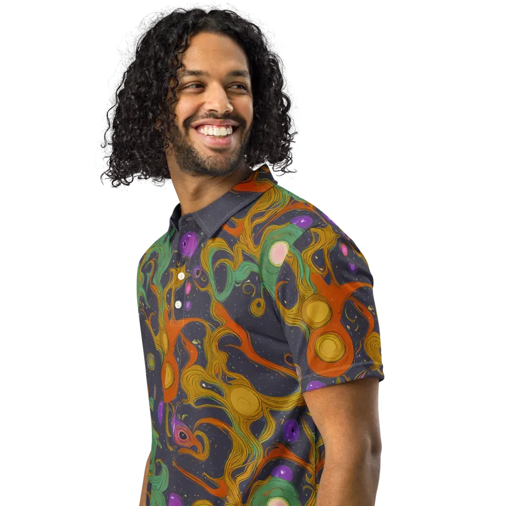 Stellar Marbling on Men's Slim Fit Polo Shirt — Left Front
