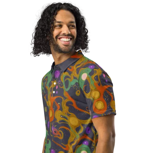 Stellar Marbling on a Men's Slim Fit Polo Shirt