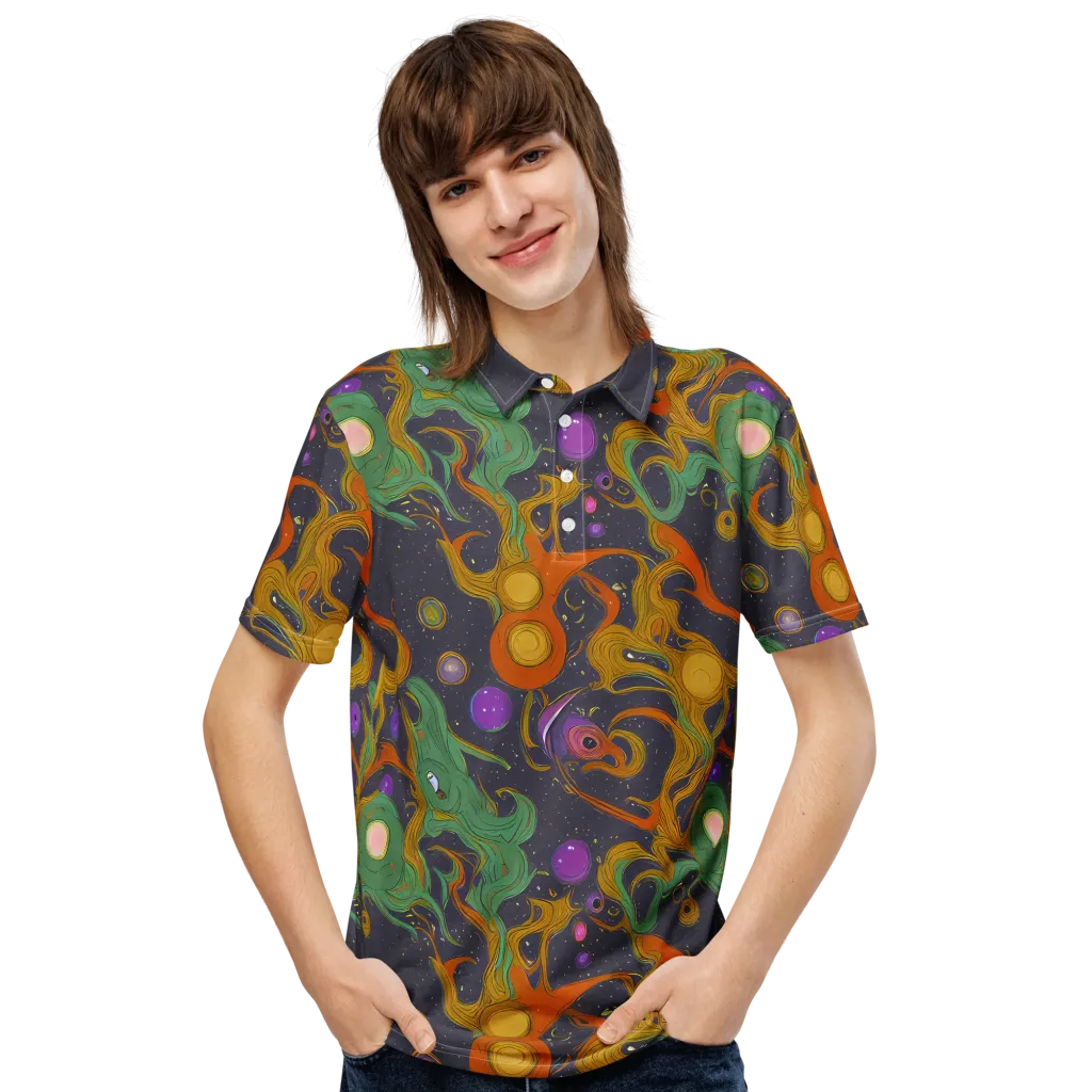Stellar Marbling on Men's Slim Fit Polo Shirt — Front
