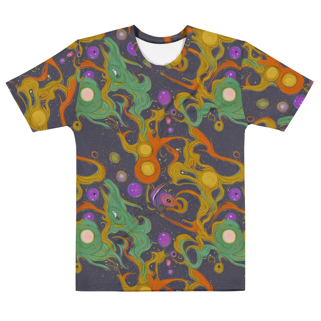 Stellar Marbling on Men's Cotton Crew Neck T-Shirt — Front
