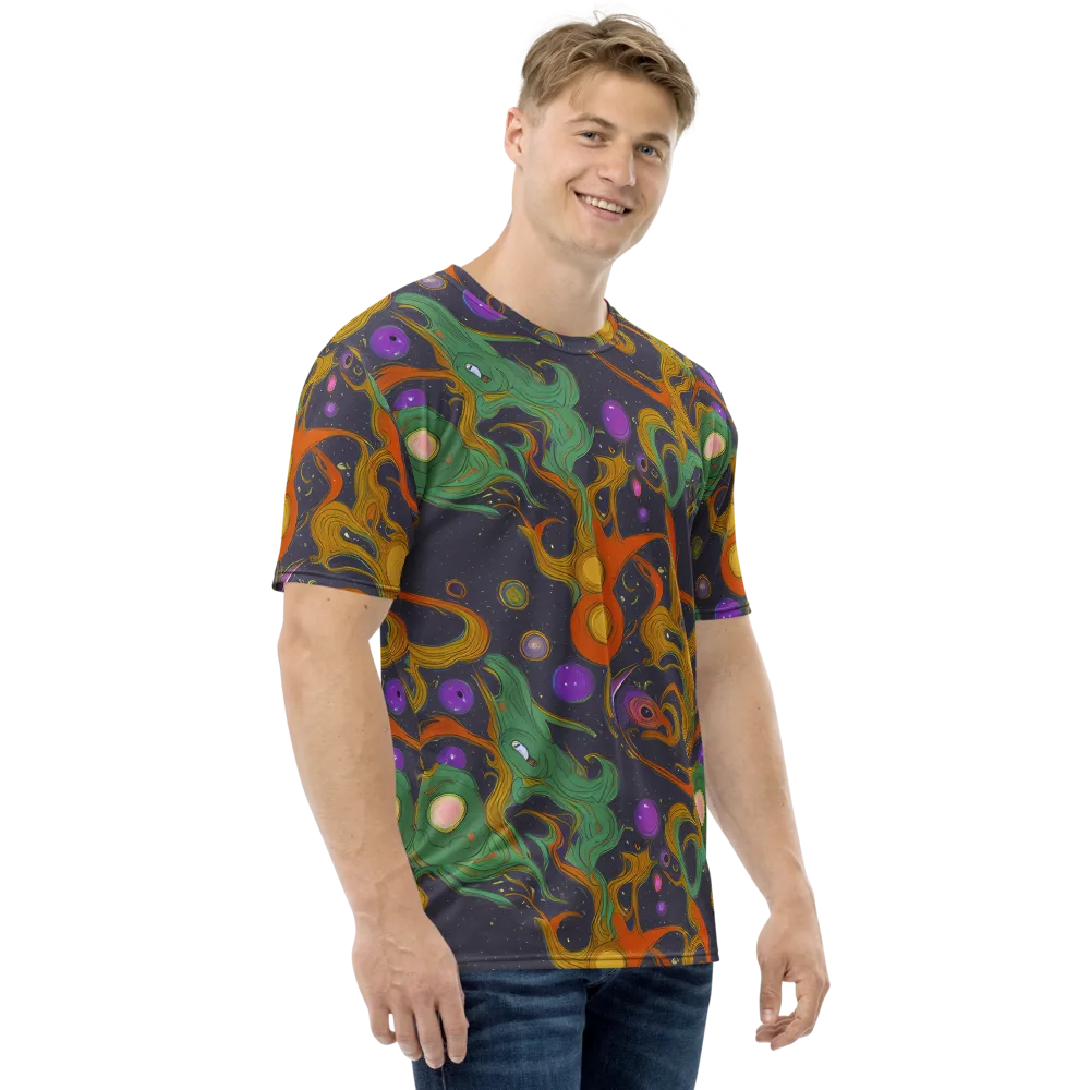 Stellar Marbling on Men's Crew Neck T-Shirt — Right