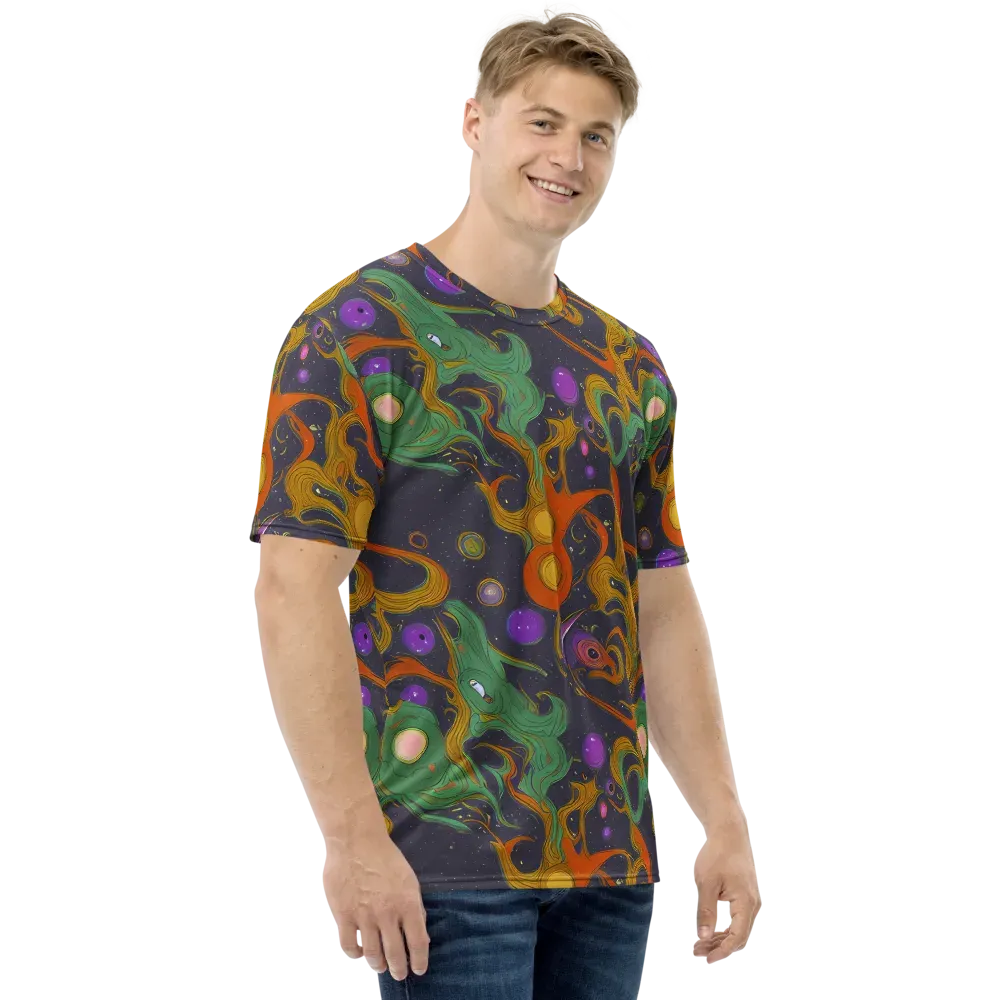 Stellar Marbling on Men's Crew Neck T-Shirt — Right