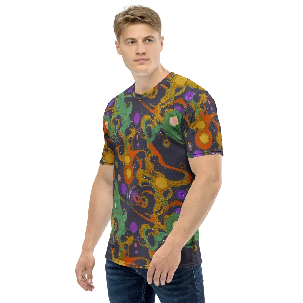 Stellar Marbling on Men's Crew Neck T-Shirt — Left