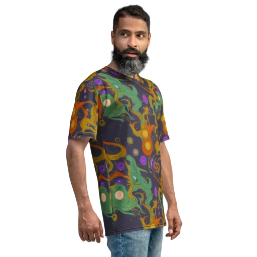 Stellar Marbling on a Men's Crew Neck T-Shirt