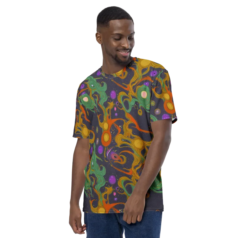 Stellar Marbling on Men's Crew Neck T-Shirt — Left