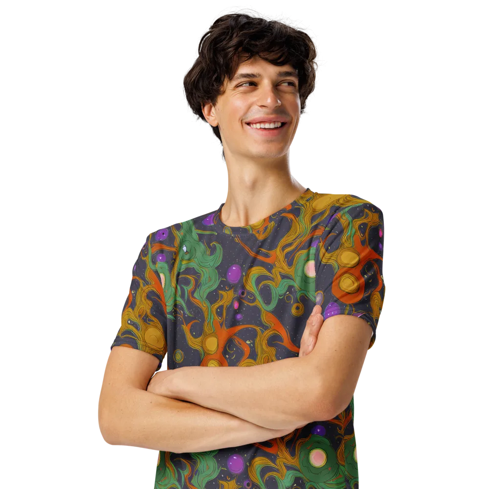 Stellar Marbling on Men's Crew Neck T-Shirt — Left Front