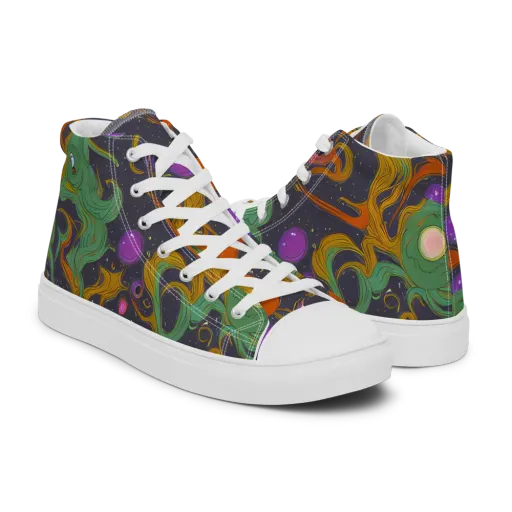 Stellar Marbling on a Men's High Top Canvas Shoes