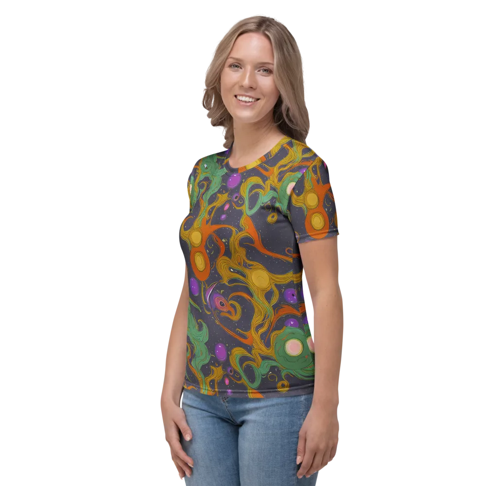 Stellar Marbling on Women's Crew Neck T-Shirt — Left