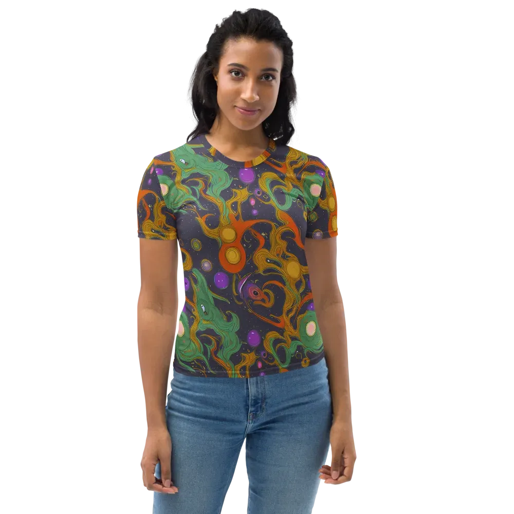Stellar Marbling on Women's Crew Neck T-Shirt — Front