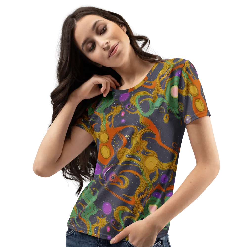 Stellar Marbling on Women's Crew Neck T-Shirt — Left Front
