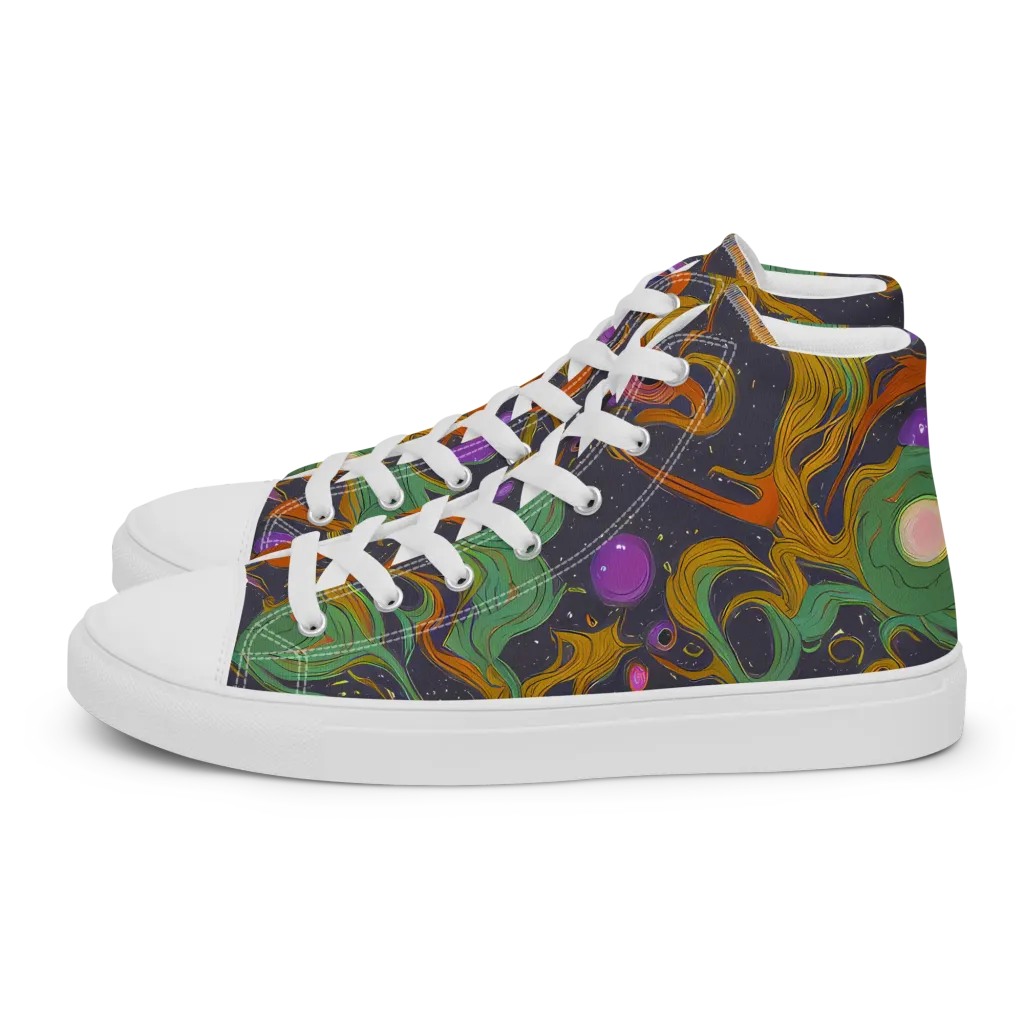 Stellar Marbling on Women's High Top Canvas Shoes — Left