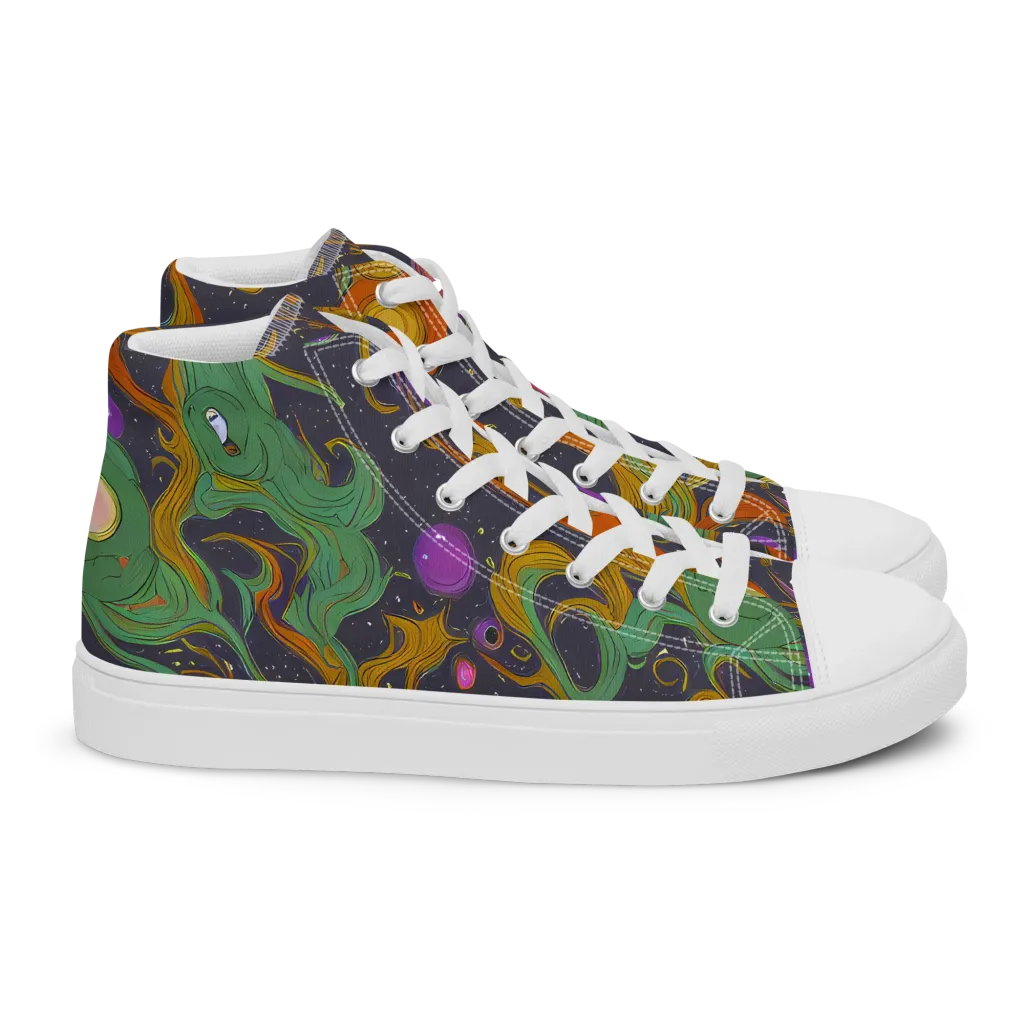 Stellar Marbling on Women's High Top Canvas Shoes — Right