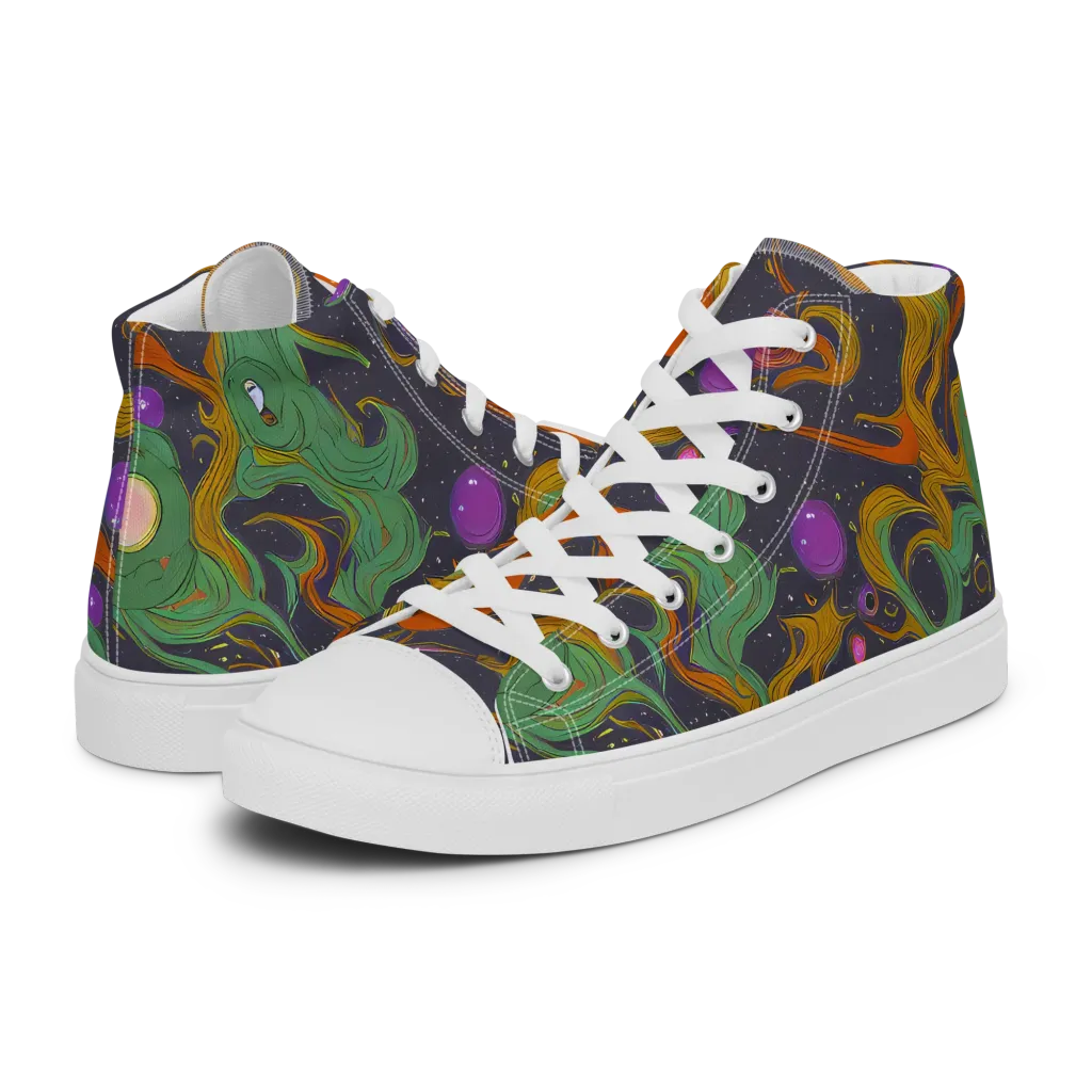 Stellar Marbling on Women's High Top Canvas Shoes — Left