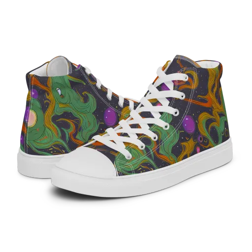 Stellar Marbling on a Women's High Top Canvas Shoes