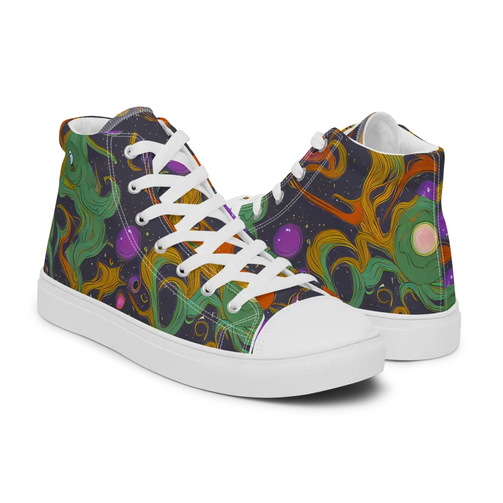 Stellar Marbling on Women's High Top Canvas Shoes — Right