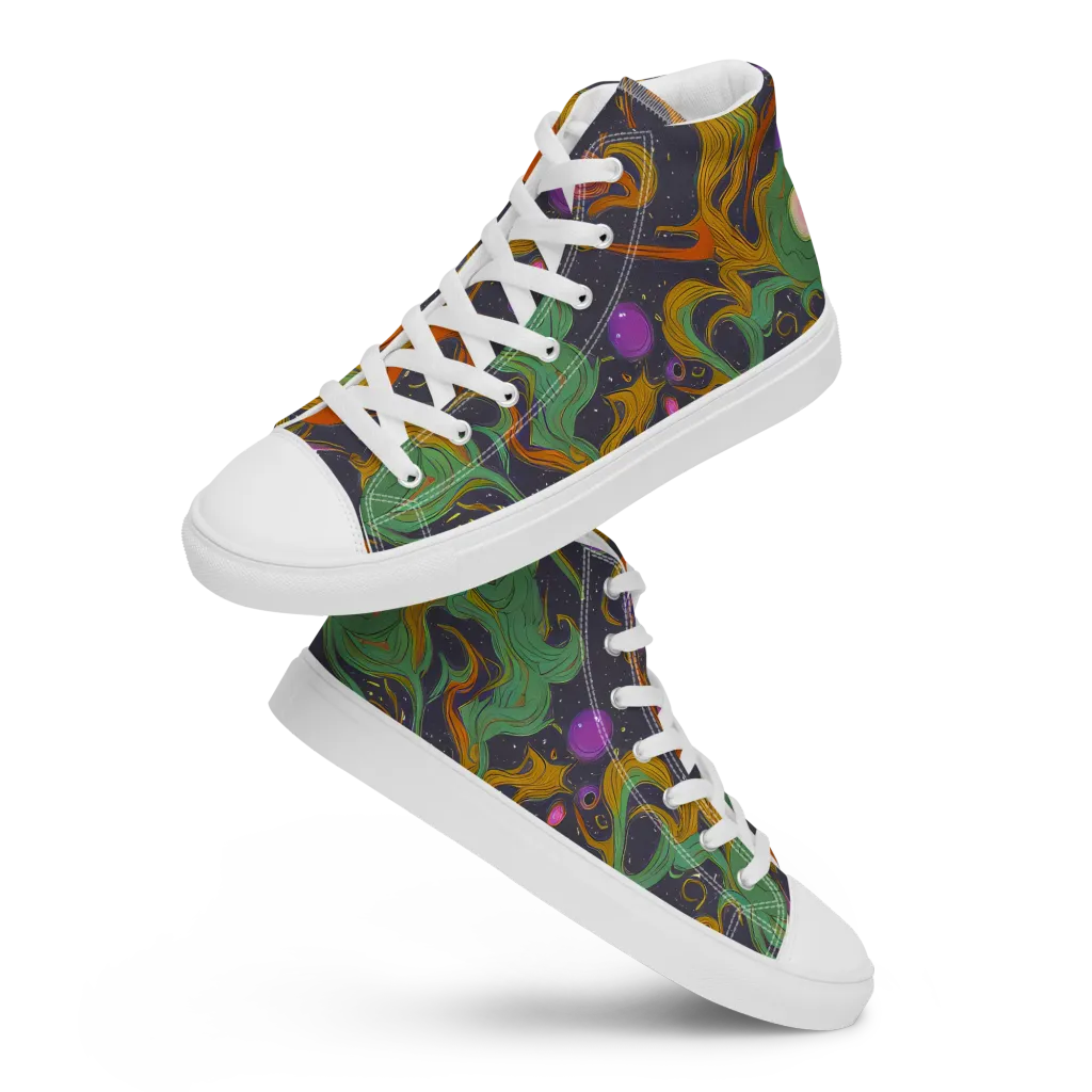 Stellar Marbling on Women's High Top Canvas Shoes — Front