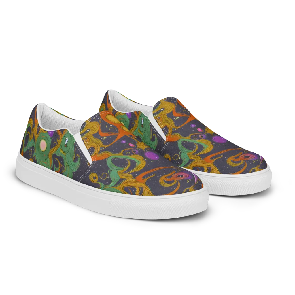 Stellar Marbling on Men's Slip-On Canvas Shoes — Right Front
