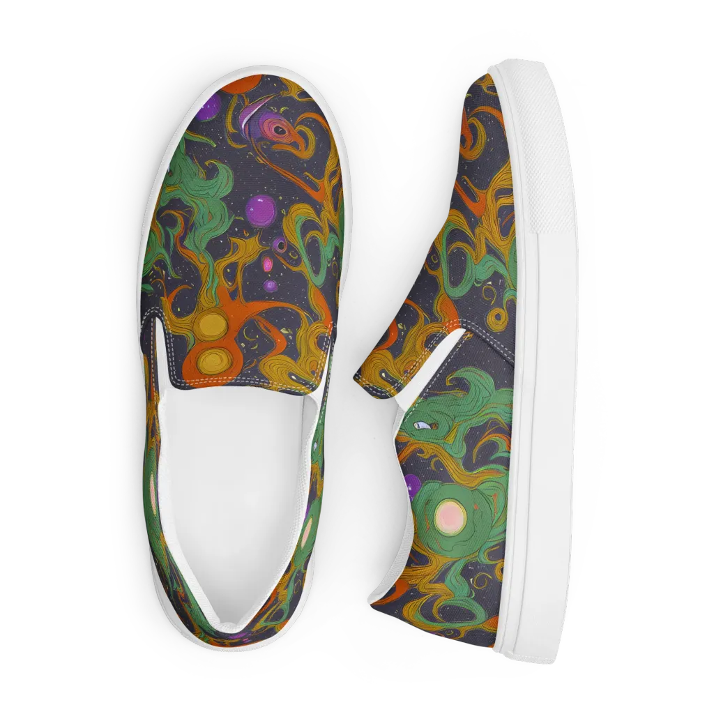 Stellar Marbling on Men's Slip-On Canvas Shoes — Front