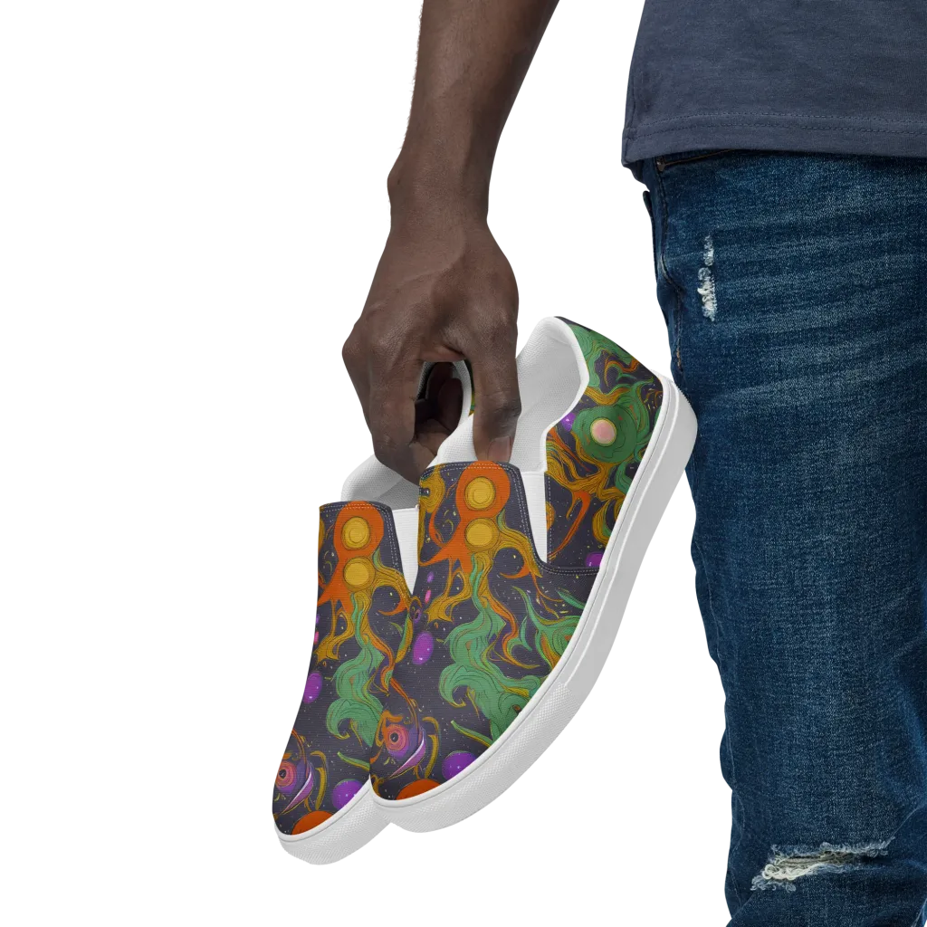 Stellar Marbling on Men's Slip-On Canvas Shoes — Left Front