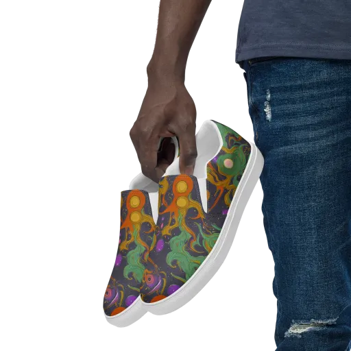 Stellar Marbling on a Men's Slip-On Canvas Shoes