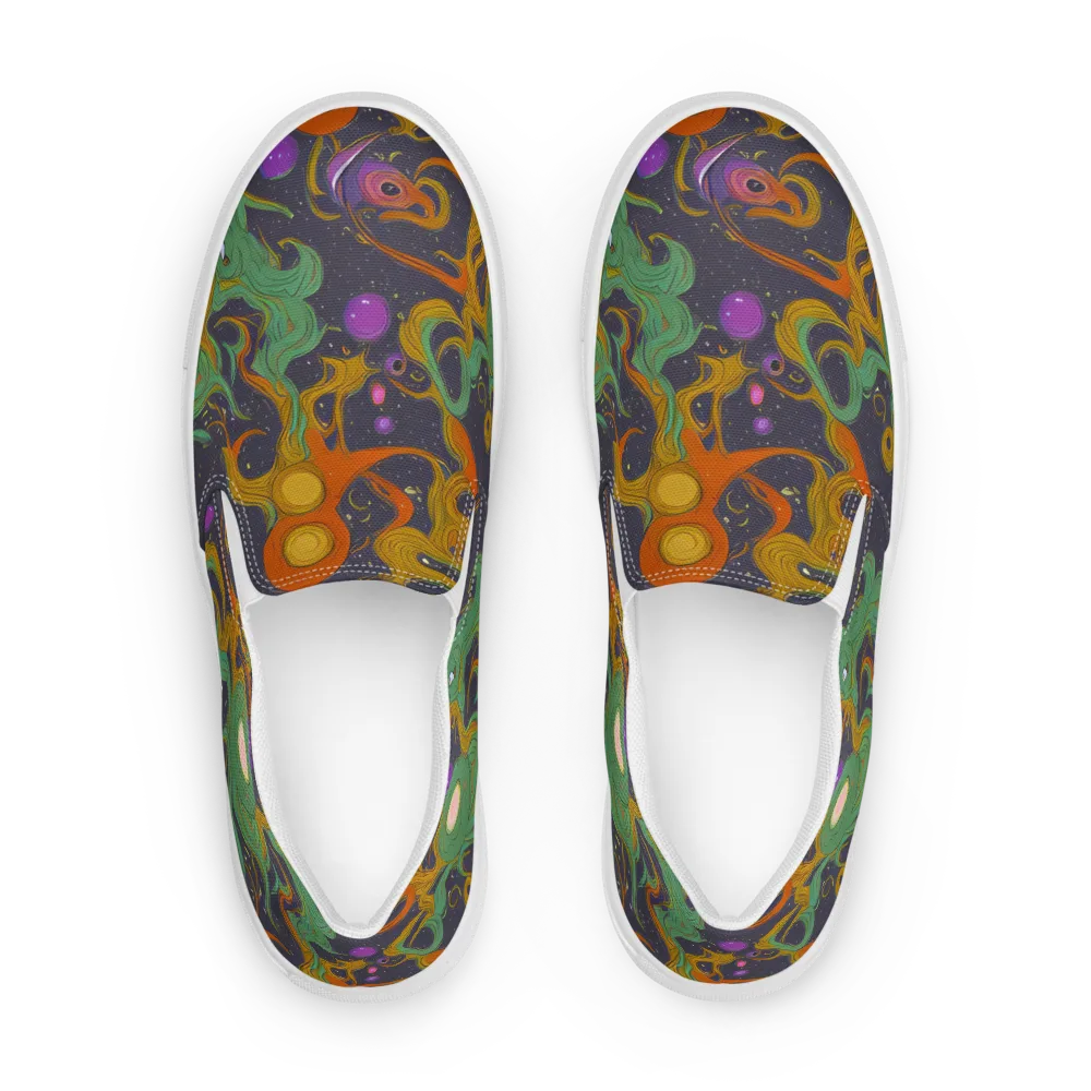 Stellar Marbling on Women's Slip-On Canvas Shoes — Front
