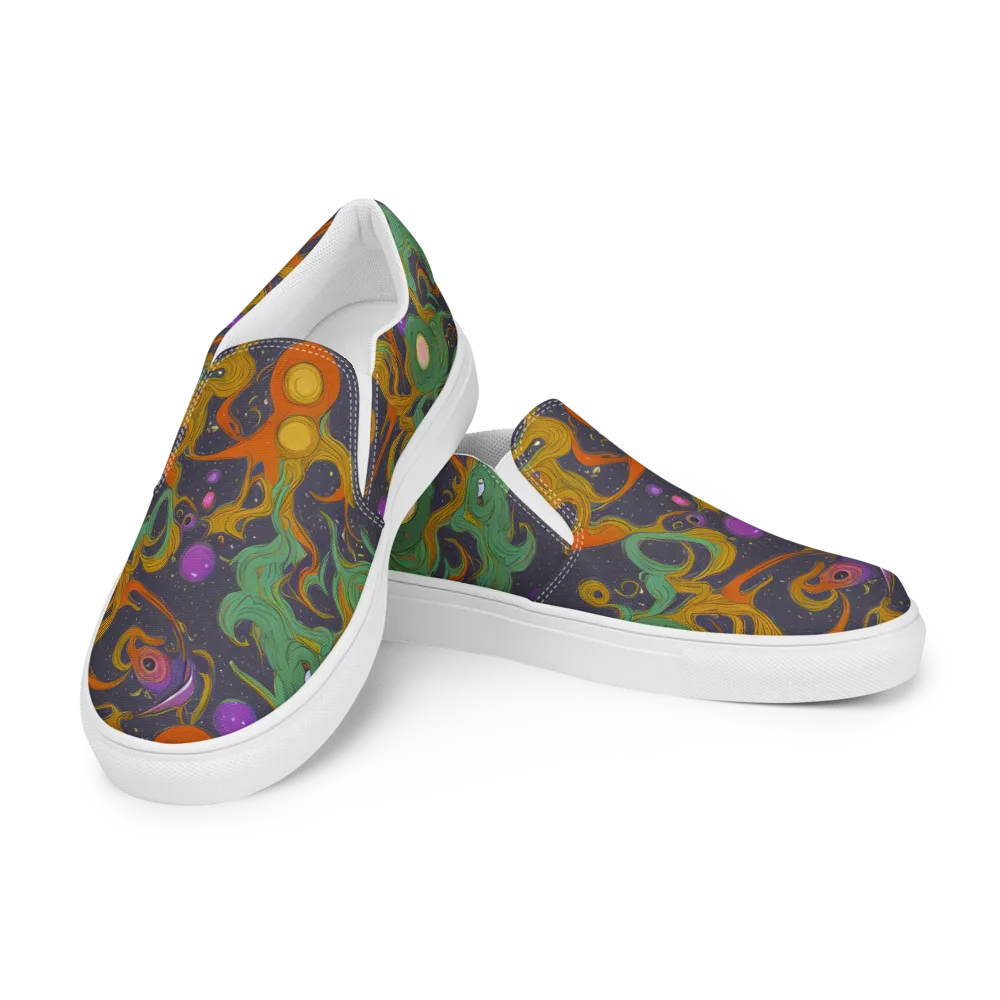 Stellar Marbling on Women's Slip-On Canvas Shoes — Left Front
