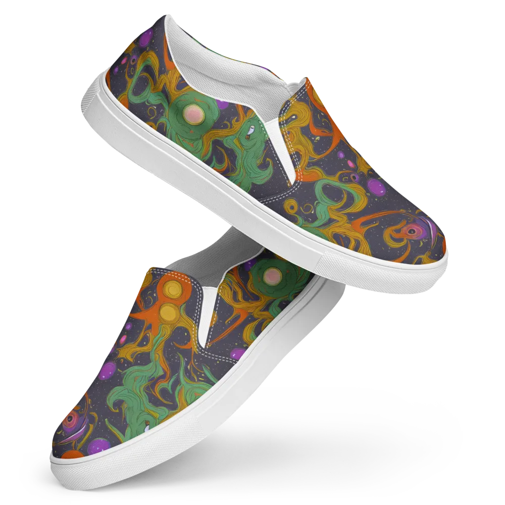 Stellar Marbling on Women's Slip-On Canvas Shoes — Front